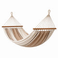 Amaca in cotone con barra in legno beige e marrone