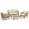 Set salotto da esterno in legno e poliestere beige