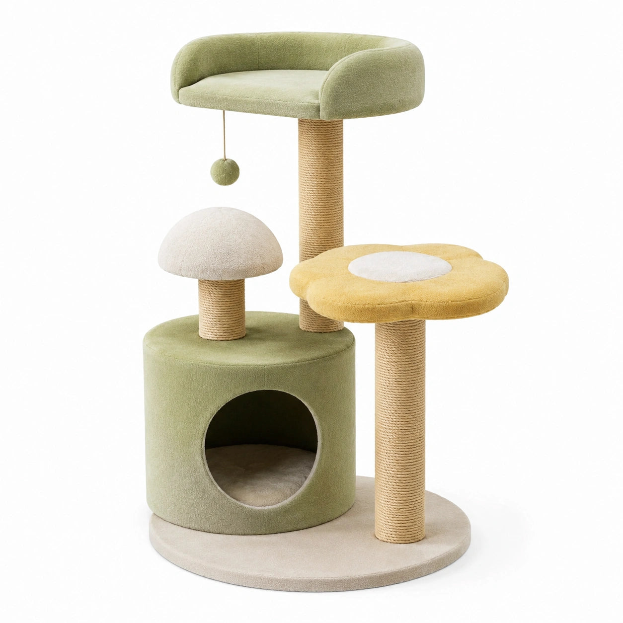Tiragraffi in sisal e poliestere verde e giallo