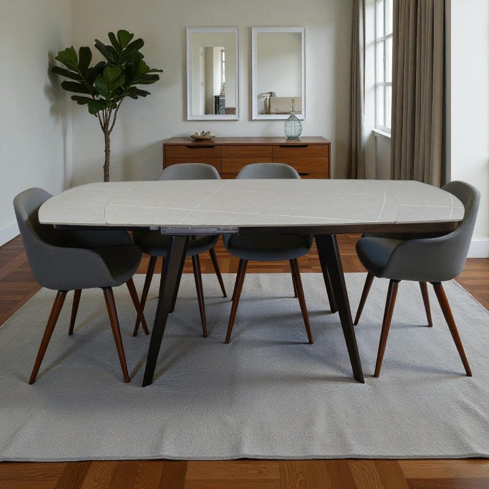 Tavolo allungabile Liberoshopping, 130 × 80 × 75 cm, metallo, Grigio, per sala da pranzo e cucina