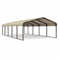 Tettoia Carport in Acciaio Zincato 560x400x300 cm Beige/Marrone