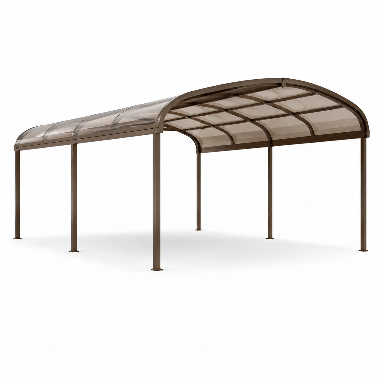Carport Metallo Marrone Policarbonato Trasparente