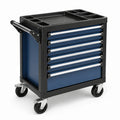 Carrello portautensili in acciaio 7 cassetti blu con ruote