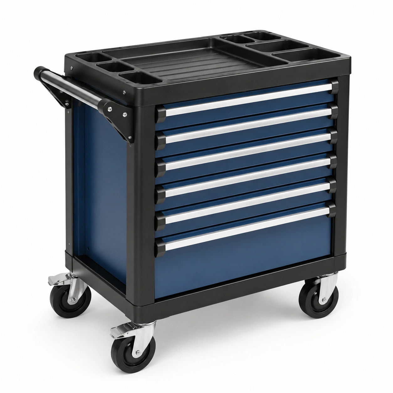 Carrello portautensili in acciaio 7 cassetti blu con ruote