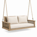 Dondolo in Legno di Teak e Cuscini Beige