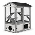 Gabbia per gatti in legno con tetto impermeabile e rete zincata