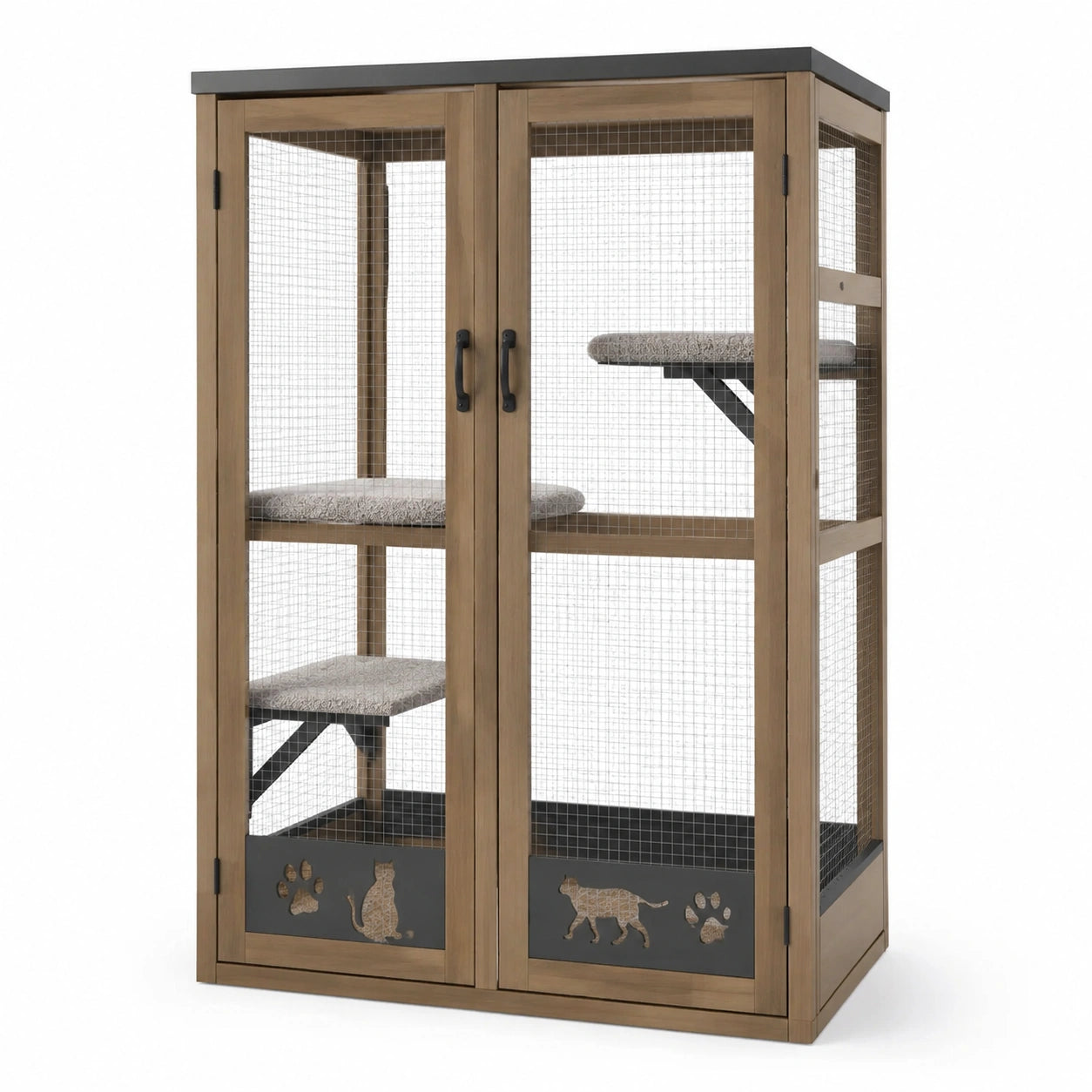 Gabbia in legno e metallo per gatti, 160x80x60 cm