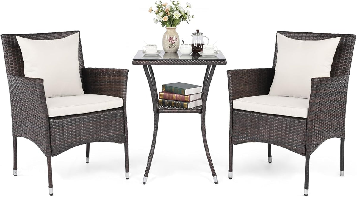 Set di mobili da giardino COSTWAY, rattan, Bianco, regolabile, per giardino e terrazzo