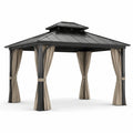 Gazebo metallico 300x300 cm con tenda in poliestere beige