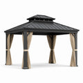 Gazebo quadrato in metallo con tenda beige