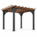 Pergola da Giardino in Metallo e Legno 3x3 m Marrone Nero