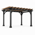 Pergola in alluminio e legno 3x3 m nero e marrone