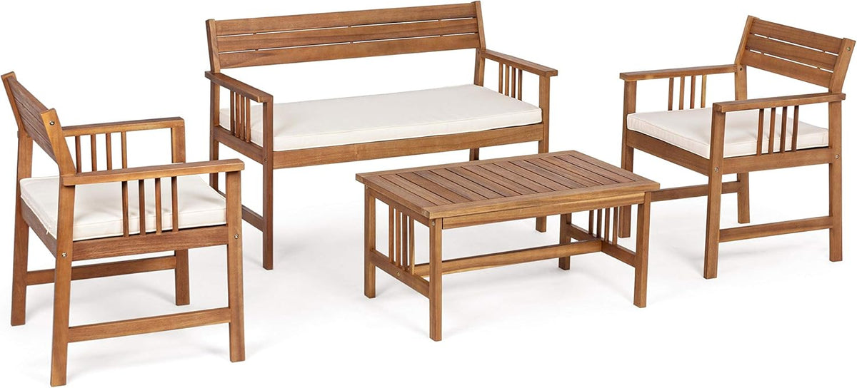 Bizzotto Divano, set 4 pezzi, 115 × 55 × 77 cm, 63 × 55 × 77 cm, legno, con cuscini, per soggiorno