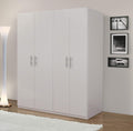 Armadio guardaroba My Brand L.181 P.53, 4 ante, Bianco, per camera da letto