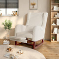 Sedia a dondolo YGHQAP, legno, Beige, con cuscino, regolabile, con poggiapiedi, imbottita, per soggiorno