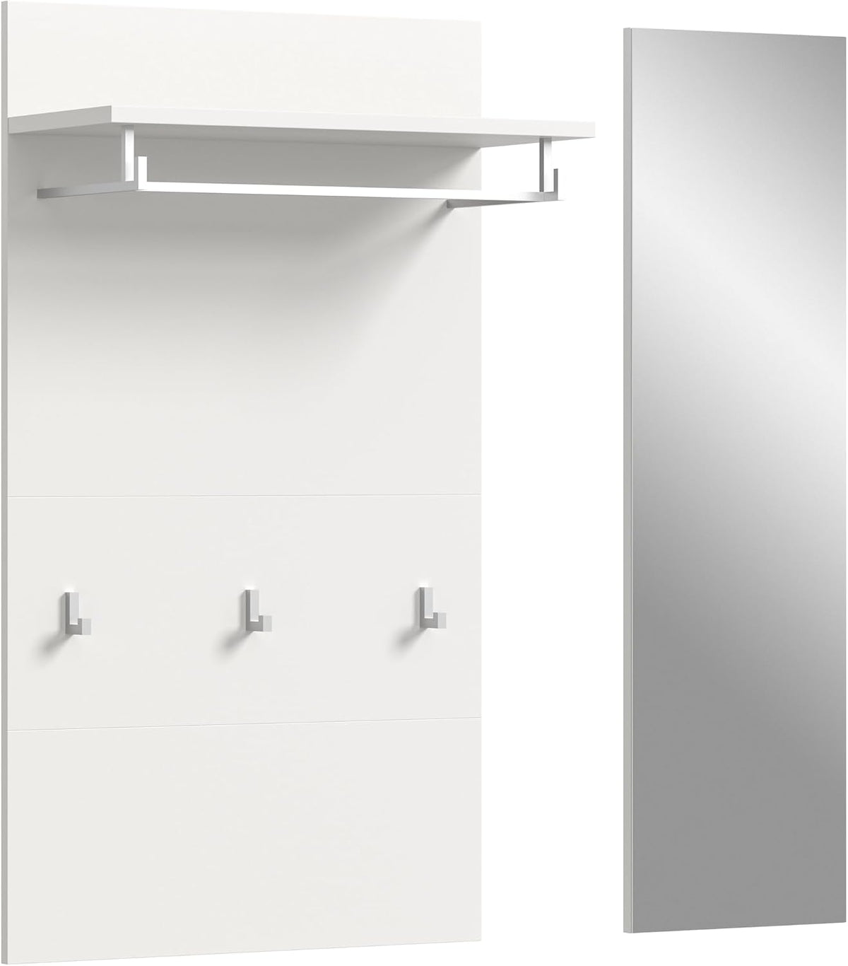 Appendiabiti xonox.home X8BA9621, 90 × 106 × 27 cm, legno, Bianco, Pannello con specchio