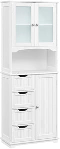Armadietto Yaheetech, 4 cassetti, legno, vetro, regolabile, per bagno
