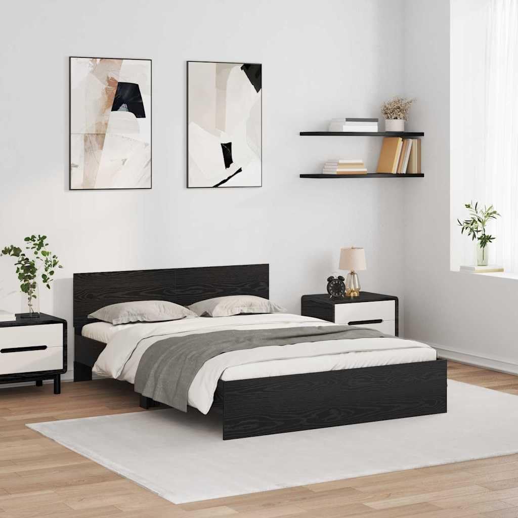 Struttura letto Teenpull, matrimoniale, 203 × 165 × 70 cm, legno, Rovere, con rete a doghe, con illuminazione LED, per camera da letto