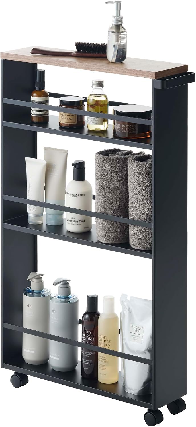 Carrello portaoggetti YAMAZAKI, 13 × 47,5 × 80,5 cm, acciaio, Nero