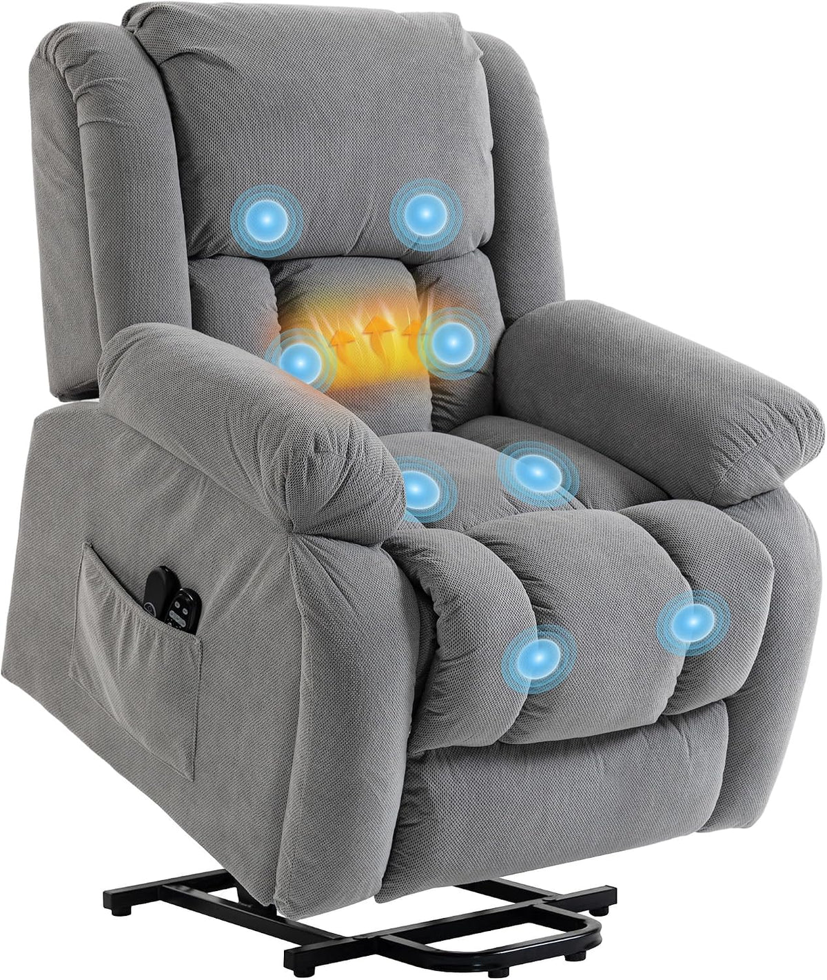 Poltrona reclinabile HOMCOM, velluto, tessuto, Grigio chiaro, con braccioli, con porta USB, imbottita, per soggiorno