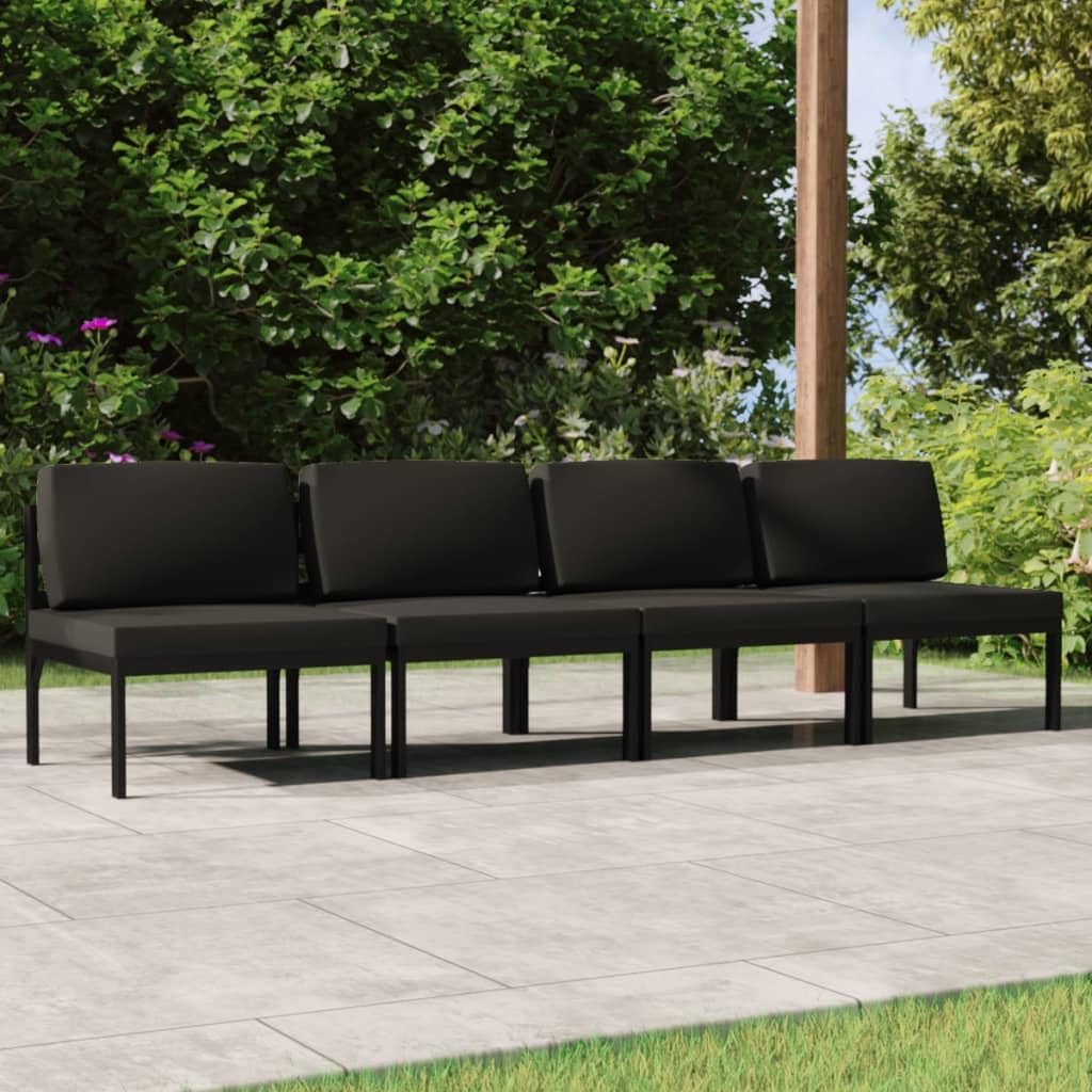 Divano SKTQYQO, 4 posti, 64,5 × 70 × 64,5 cm, alluminio, Antracite, per giardino e terrazzo