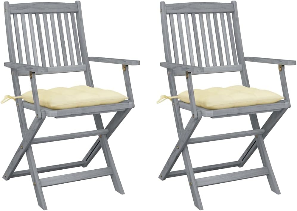 Sedia BUKSCYJS, 2 pezzi, 54 × 57 × 91 cm, legno, con cuscino, pieghevole, per giardino e terrazzo
