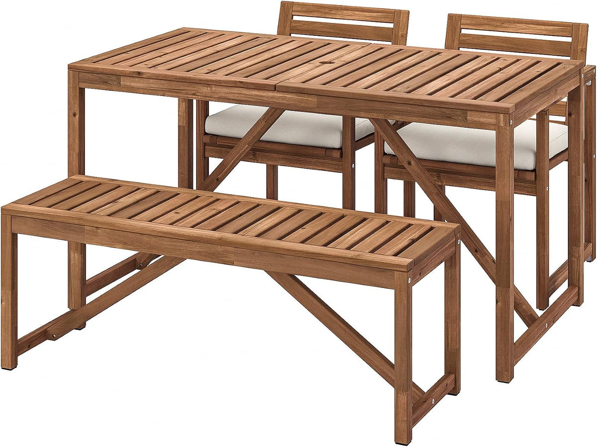 Tavolo Protuning, 2 sedie, Beige, per giardino e terrazzo