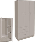 Armadio guardaroba MA MAISON 80X50X180H, 3 ante, 2 cassetti, legno, Tortora, per camera da letto
