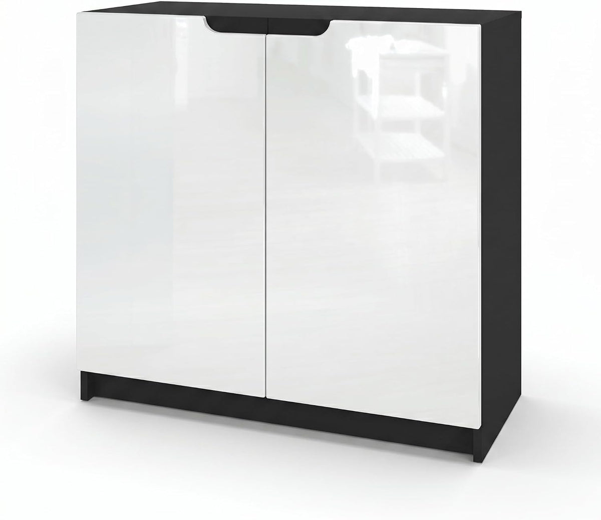 Credenza Vladon, 2 ante, 82 × 78 × 37 cm, MDF, Bianco, per soggiorno