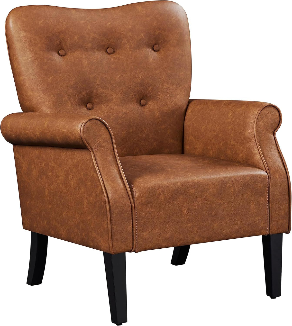 Poltrona Yaheetech, 49 × 50,5 cm, 50,5 × 49 cm, legno, similpelle, Marrone, regolabile, con braccioli, imbottita, per soggiorno