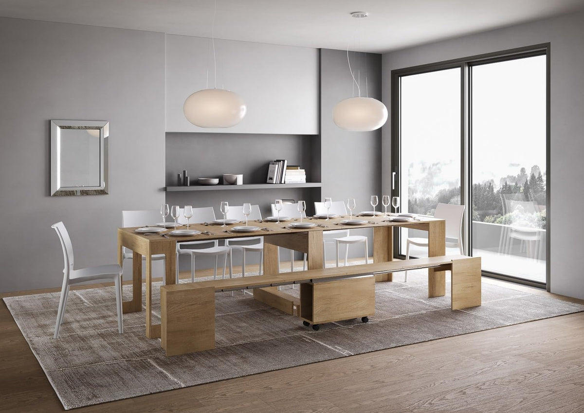 Consolle IMAGO FACTORY, 302 cm, Rovere, allungabile, per sala da pranzo e cucina