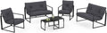Set di mobili da giardino IDMarket, 6 posti, Grigio/Antracite, acciaio, per giardino e terrazzo
