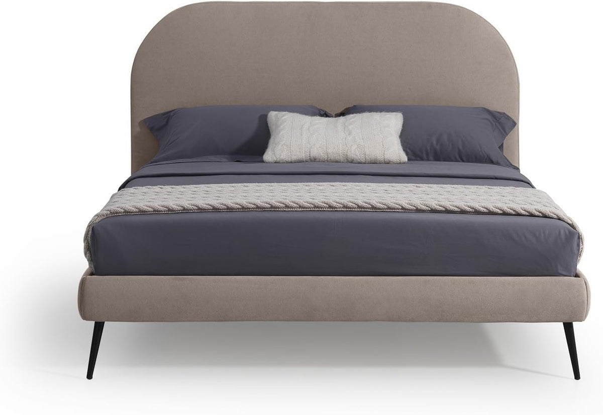 Letto EVERGREENWEB MATERASSI & BEDS, matrimoniale, 160 × 190 cm, legno, tessuto, Beige, con rete a doghe, imbottito, per camera da letto
