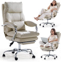 Sedia da ufficio EMIAH, Beige, con poggiapiedi, pelle, per ufficio