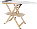 Asse da stiro Liberoshopping, legno, Bianco e naturale, pieghevole, con ruote